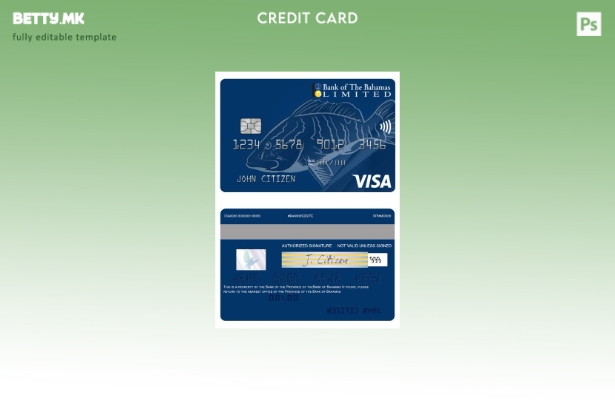 Модерен стил Шаблон за припејд за виза картичка во американски долар на Бахамска